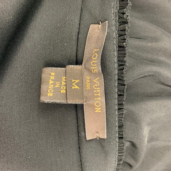 LOUIS VUITTON Size M Black Viscose Ruched Knee-Length Cocktail Dress - Picture 7 of 7